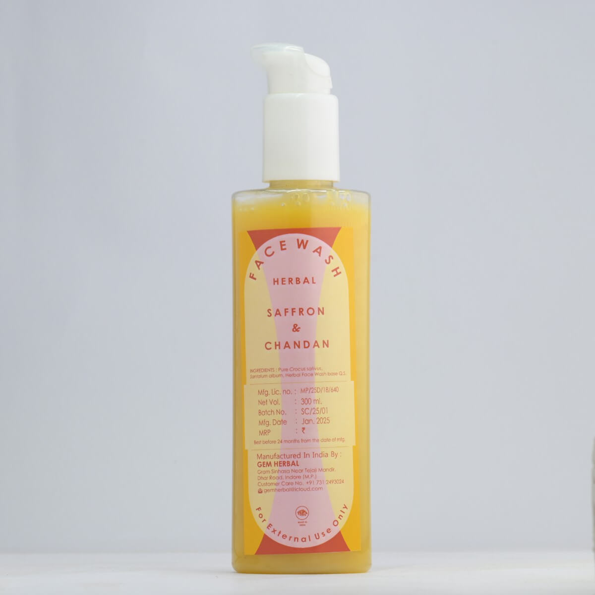 Herbal Facewash Saffron & Chandan – Glow Boost & Tan Removal - Gemherbal